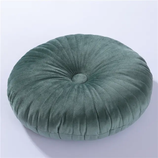 Solid Color Quilted Round Pumpkin Cushion Nordic Living Room Pumpkin Pillow Dark Green - Shop at LoveMi