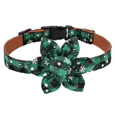 Dog Accessories Bow Tie Dog Collar Christmas Pet Collar Pu Sunflower Green - Shop at LoveMi
