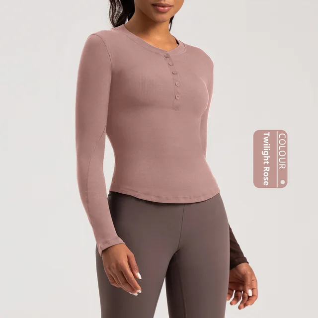 Sports Yoga Wear Running Fitness Long Sleeve Top Twilight Rose - Shop at LoveMi