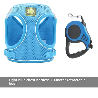 Breathable Cat Walking Leash Anti escape Vest Light Blue - Shop at LoveMi