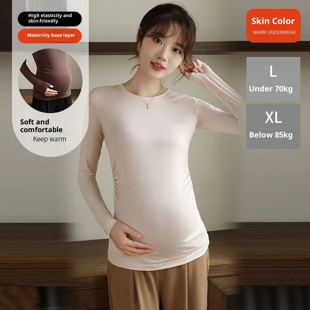 Women's Fashion Casual Modal Sweater Round Neck Skin Color - Shop at LoveMi