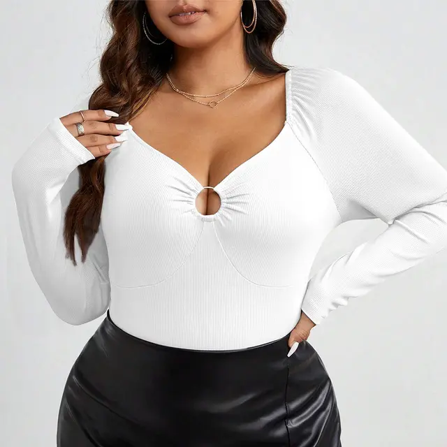 Women's Slim fit Sexy Knit Long sleeve Top White - Shop at LoveMi