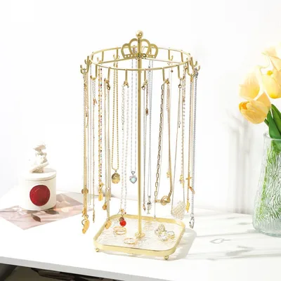 Metal Creative Earring Necklace Ring Stand Jewelry Store Pearl Crown Top Jewelry Stand - Shop at LoveMi