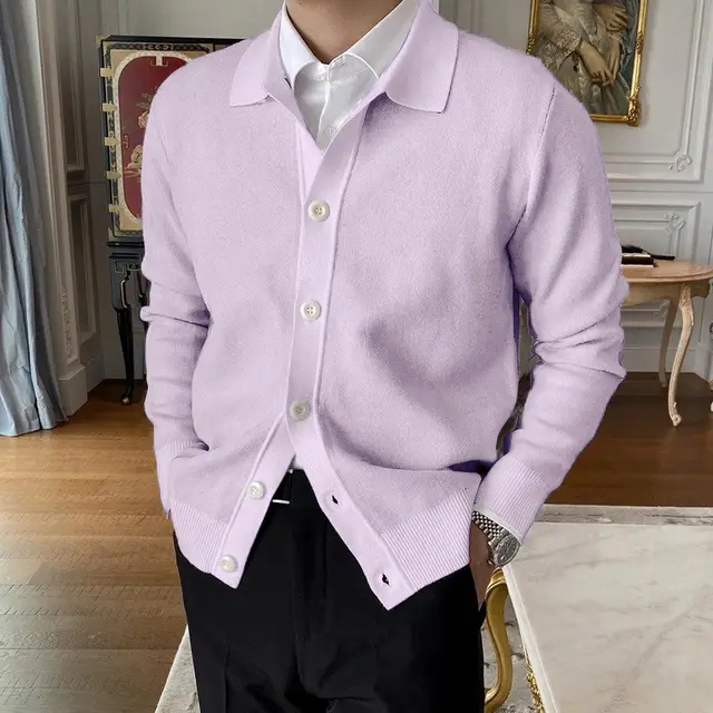 European And American Men's Button up Knit Cardigan N969 Purple - Shop at LoveMi