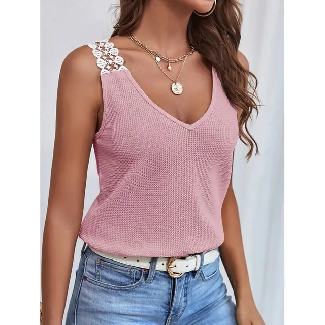 Women's Waffle Stitch Vest T shirt Top Pink - Shop at LoveMi