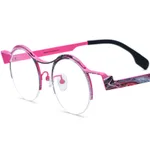 Women's Versatile Colored Ultra-light Pure Titanium Myopia Round Glasses - Red