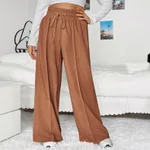 Plus-size Women's Casual Drawstring Waist Wide-leg Loose Pants - Caramel Color - View 1