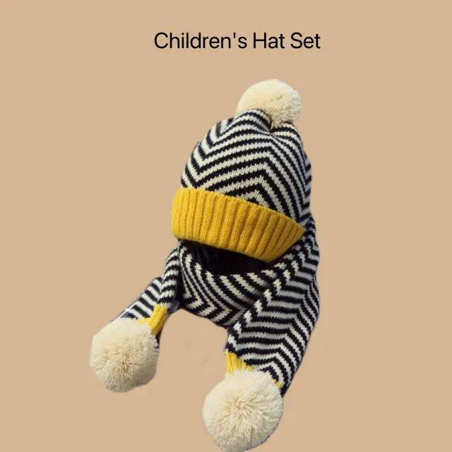 Children's Hat Set Scarf Two piece Boys' Knitted Fleece lined Yellow - Shop at LoveMi