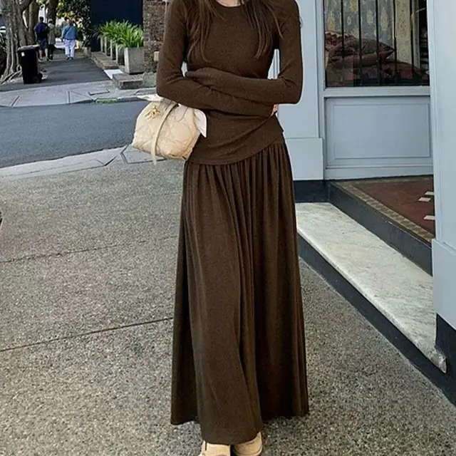Women's Lapel Knitted Vest Skirt Brown Vest - Shop at LoveMi