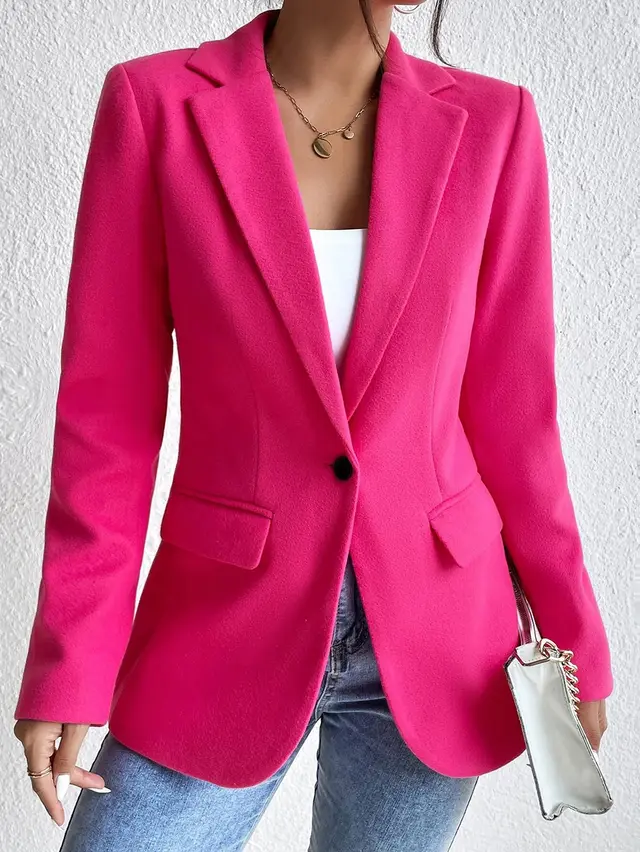 Tailored Wool Suit Jacket For Elegant Women's Commute Rose Red - Shop at LoveMi