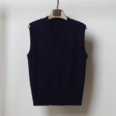 V neck Sleeveless Sweater Vest Women's Black Top Outerwear Thin Knitwear Navy - Shop at LoveMi