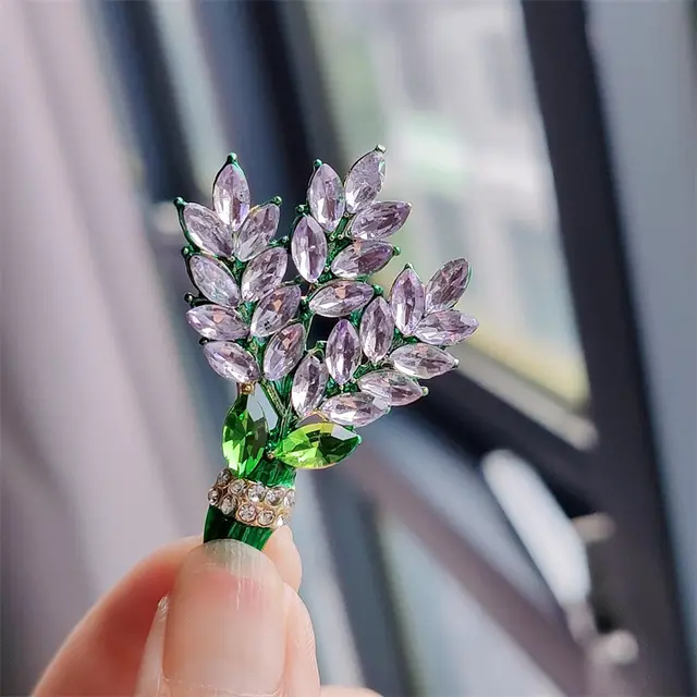 Purple Lavender Brooch Women's Diamond Studded Bouquet Corsage Accessory Pin Xz0433 1 - Shop at LoveMi