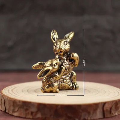 Brass Fu Rabbit Mother And Child Rabbit Ornament Zodiac Rabbit Craft Son And Mother Rabbit - Shop at LoveMi