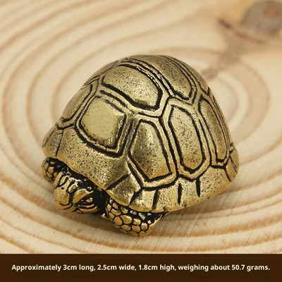 Solid Brass Turtle Desktop Ornament, Shrinking Head Turtle, Wealth attracting Brass Carving Craft Tortoise - Shop at LoveMi