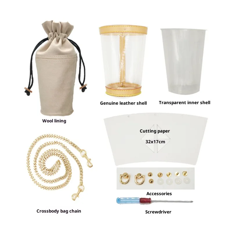 Kraft Paper Bag Transformed Into A Transparent Tote Bag Material Apricot Milk Tea Cup - Shop at LoveMi