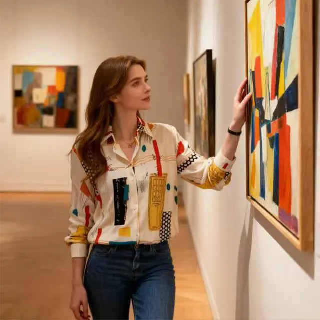 Casual And Versatile Fashionable Women's Long sleeve Button up Shirt Color - Shop at LoveMi