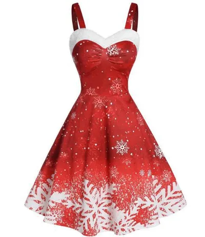 Women's Halter Neck Gradient Snow Print Vintage Dress Picture Color 1 3Xl - Shop at LoveMi