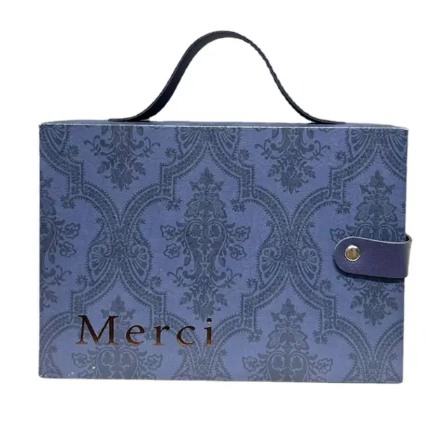 Handheld Square Light Luxury Silk Scarf Gift Box Wedding Festive Souvenir New Blue - Shop at LoveMi