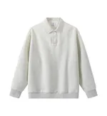 Loose Solid Colour Couple Lapel Long Sleeve - Mlb Light Heather Grey