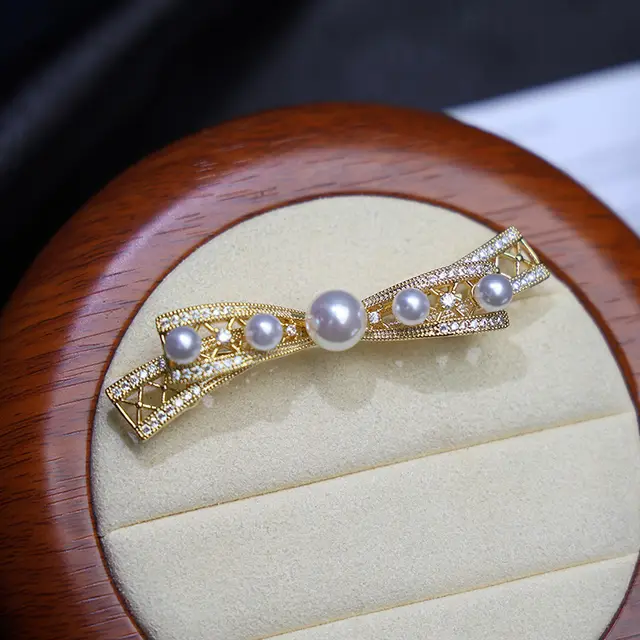 Chanel style Bow Multi pearl Brooch For Women Gold Without Pearl - Shop at LoveMi