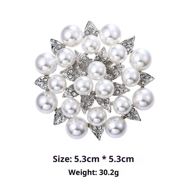 Minimalist Pearl Floral Brooch With Diamond Flower Accessory Pin Xd2948 2 - Shop at LoveMi