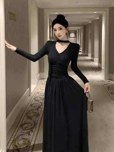 Lady's Vintage Ribbon Slim fit Slimming Dress Black - Shop at LoveMi