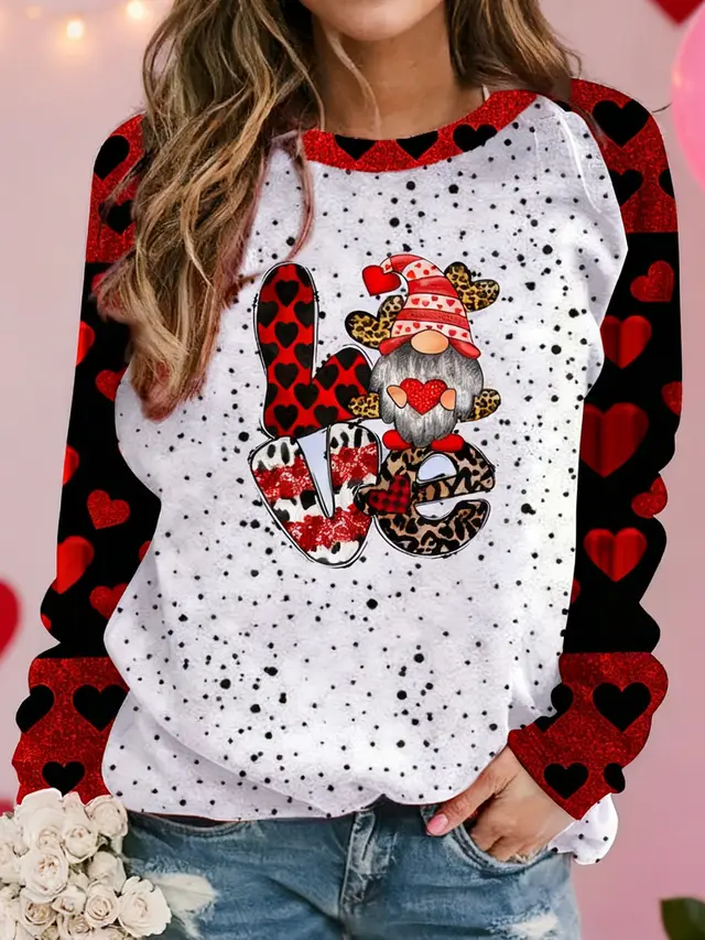 Plus Size Women's Printed Holiday Long Sleeve T shirt Element 5 - Shop at LoveMi