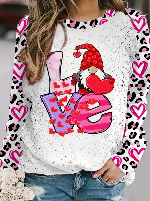 Plus Size Women's Printed Holiday Long Sleeve T shirt Element 7 - Shop at LoveMi