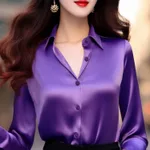 Fashionable And Chic French Women's Shirt - Eggplant-3Xl
