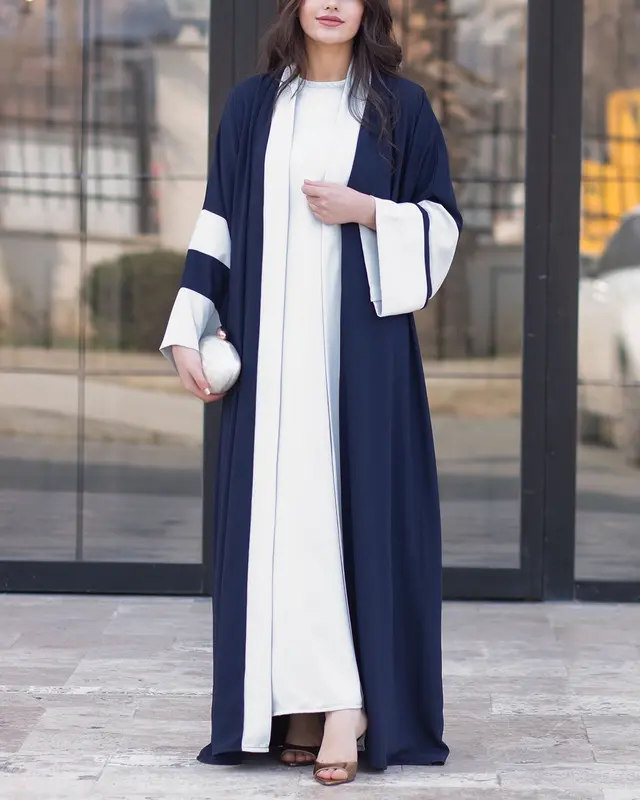 Fashion Color block Saudi Dubai Jacket Dark Blue - Shop at LoveMi