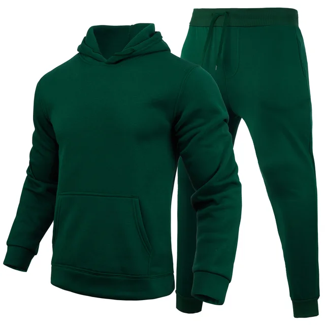 Slim fit Solid Color Hoodie Set Urban Casual Green - Shop at LoveMi