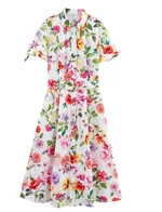 Stylish And Gentle Floral Belt Dress - Floral