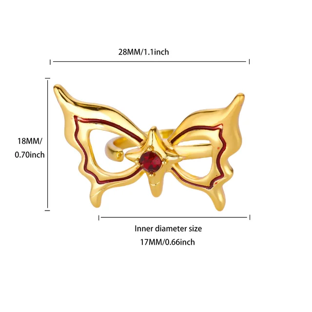 Light Luxury High end Sense Ice Blue Oil Drop Butterfly Open Ring Jz8115 - Shop at LoveMi