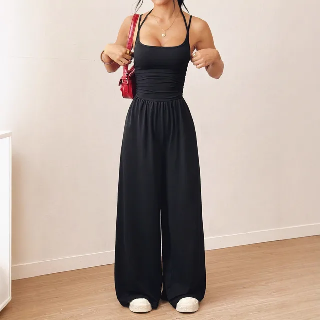 Casual And Comfortable Travel Vacation Daily Wear Spring And Autumn Jumpsuit Black - Shop at LoveMi