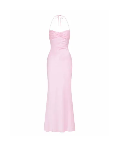 Solid Color Backless Tie up Bodycon Dress Pink - Shop at LoveMi