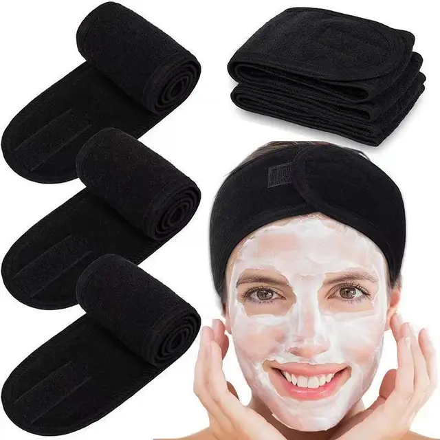 Velcro Sports Face Wash Makeup Double layer Headband Black - Shop at LoveMi