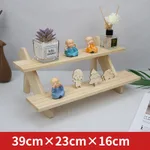 Multi-layer Desktop Storage Wooden Stepped Shelf - Natural Wood Color - View 1