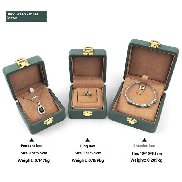 European style Microfiber Buckle Jewelry Box Dark Green - Shop at LoveMi
