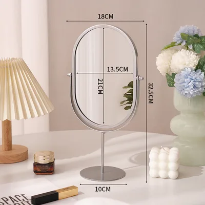 Household High value Dressing Table Bedroom Desktop Makeup Mirror Lightweight Regular Silver - Shop at LoveMi