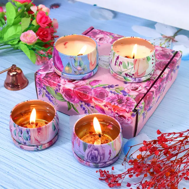 Christmas Scented Candle Gift Set With Dried Flowers, 8 piece Set 78B - Shop at LoveMi