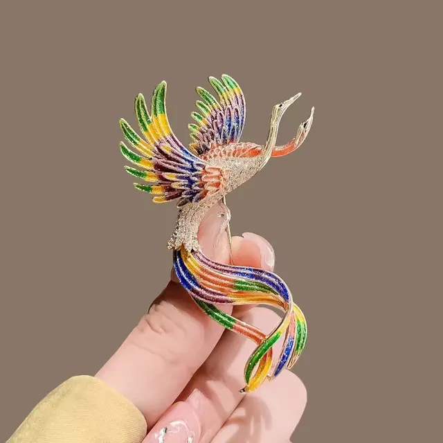 Chinese style Phoenix Coming And Presenting Brooch High end Sense Of Luxury Ax Brooch No 305 Color - Shop at LoveMi