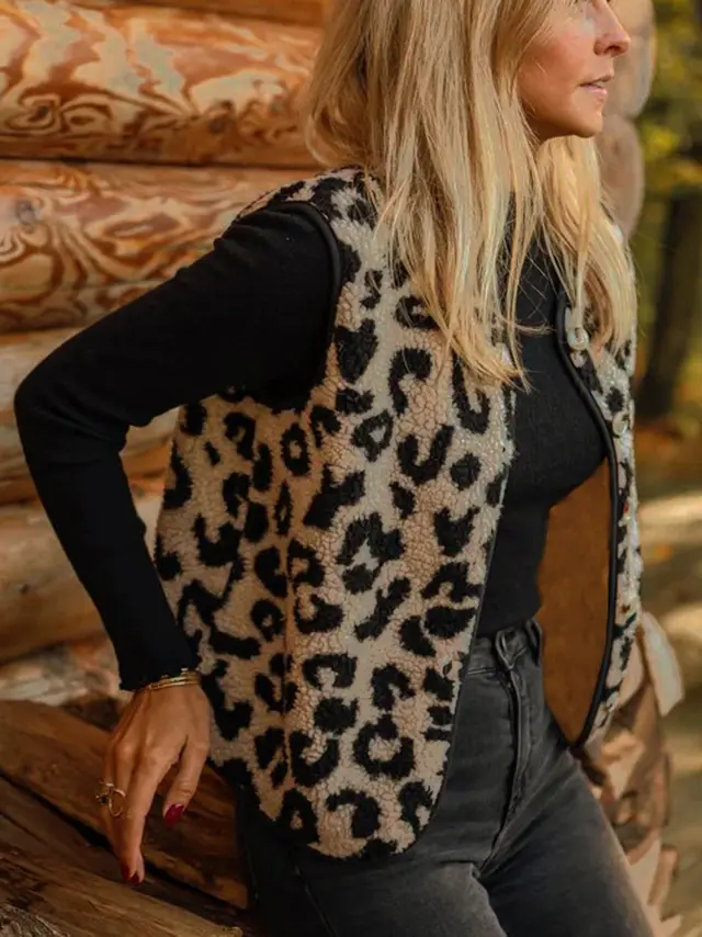 Elegant Leopard Fur Vest For Women Black - Shop at LoveMi