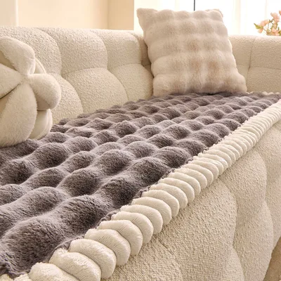 Cream Style Fixed Anti slip Inline Seat Cushion One piece Cover Gray - Shop at LoveMi