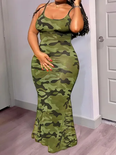 Trendy Printed Slim strap Bodycon Dress 2 Mixed Colors - Shop at LoveMi