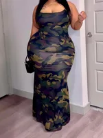 Trendy Printed Slim-strap Bodycon Dress - Mixed Color-4Xl