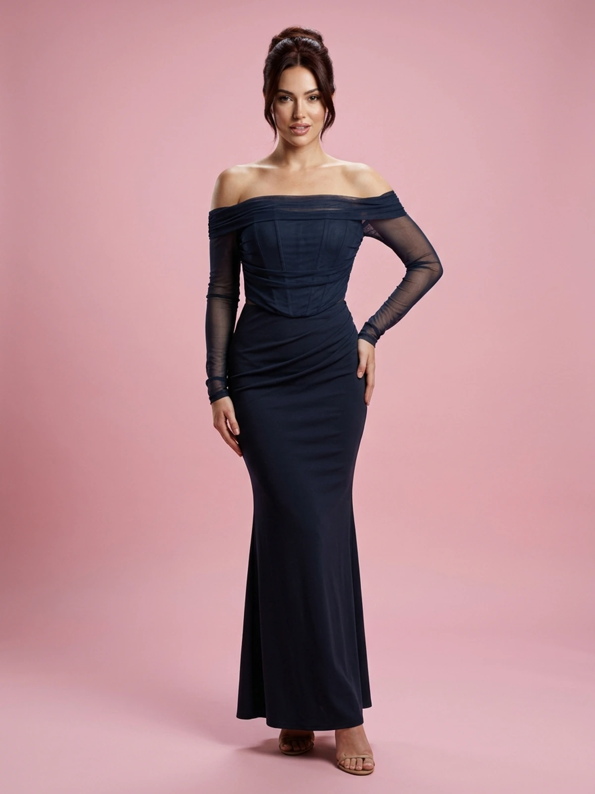 One-shoulder Long Sleeve Raglan Trendy Dress - Black