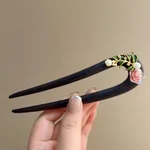 Classical Enamel Butterfly Hairpin New U-shaped - Honor Common Wood