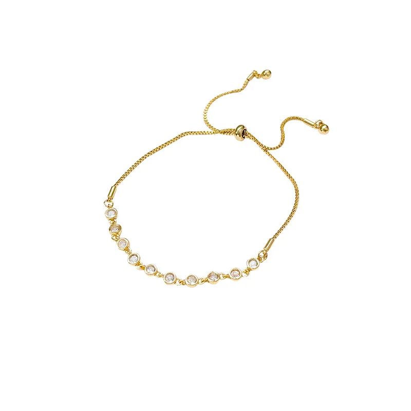 French Retro Fashion Zircon Adjustable Bracelet - S777 Gold