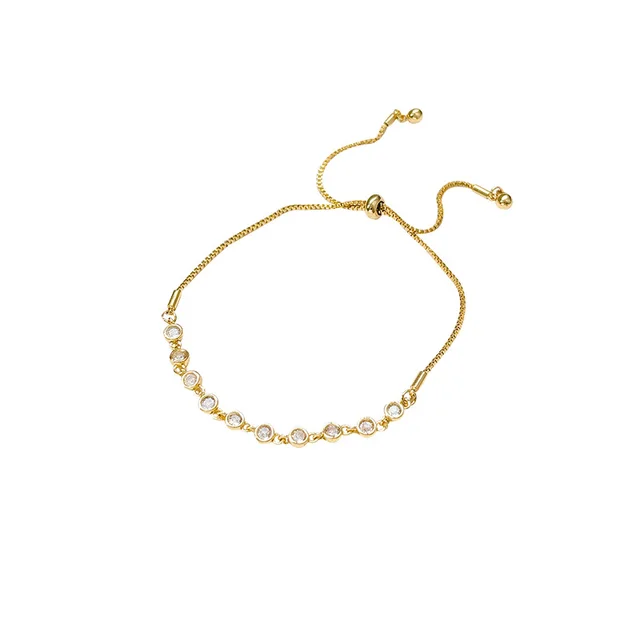 French Retro Fashion Zircon Adjustable Bracelet S777 Gold - Shop at LoveMi