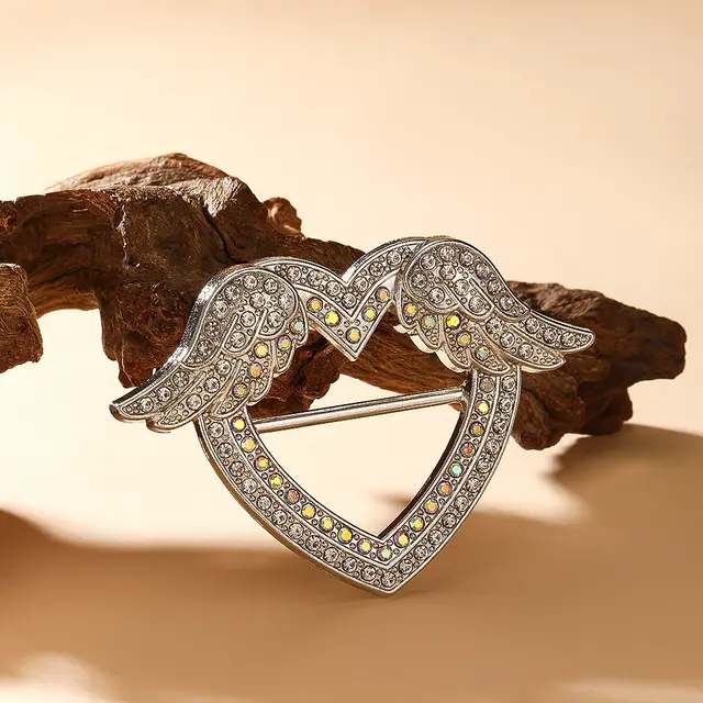 Waist cinching Accessory Clip For Securing High end Brooches Angel Wings Silver - Shop at LoveMi